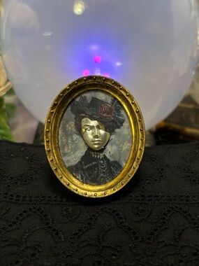 Antique Portrait Brooch with Silver Mask.